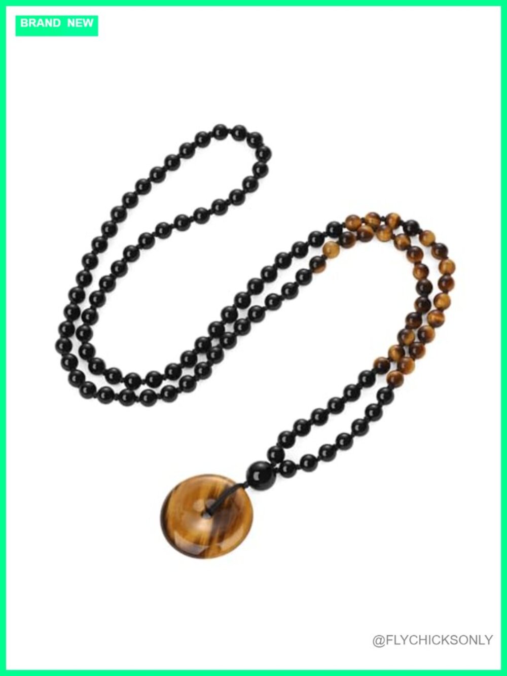Handmade 108 Mala Beads Prayer Necklace Yoga Meditation Onyx Tiger Eye Donut